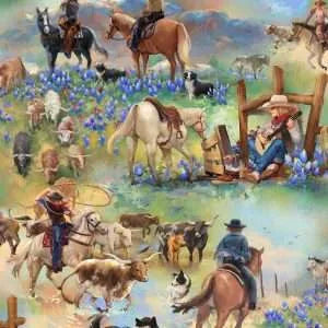 Round Up Cowboy fabric by Oasis