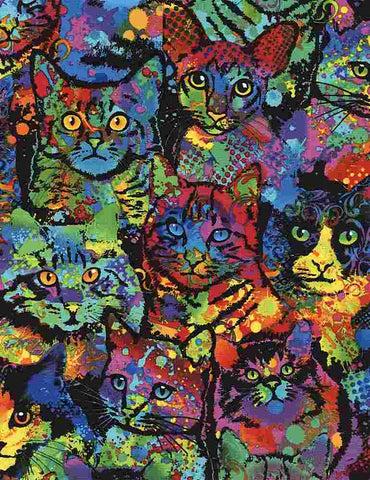 Timeless Treasures Paint Splatter Cats C4140
